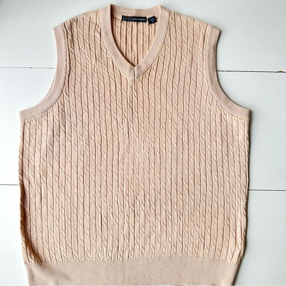 GREG NORMAN Sweater Golf Vest Beige Cable Knit Pullover V Neck Men Size M - Picture 3 of 9